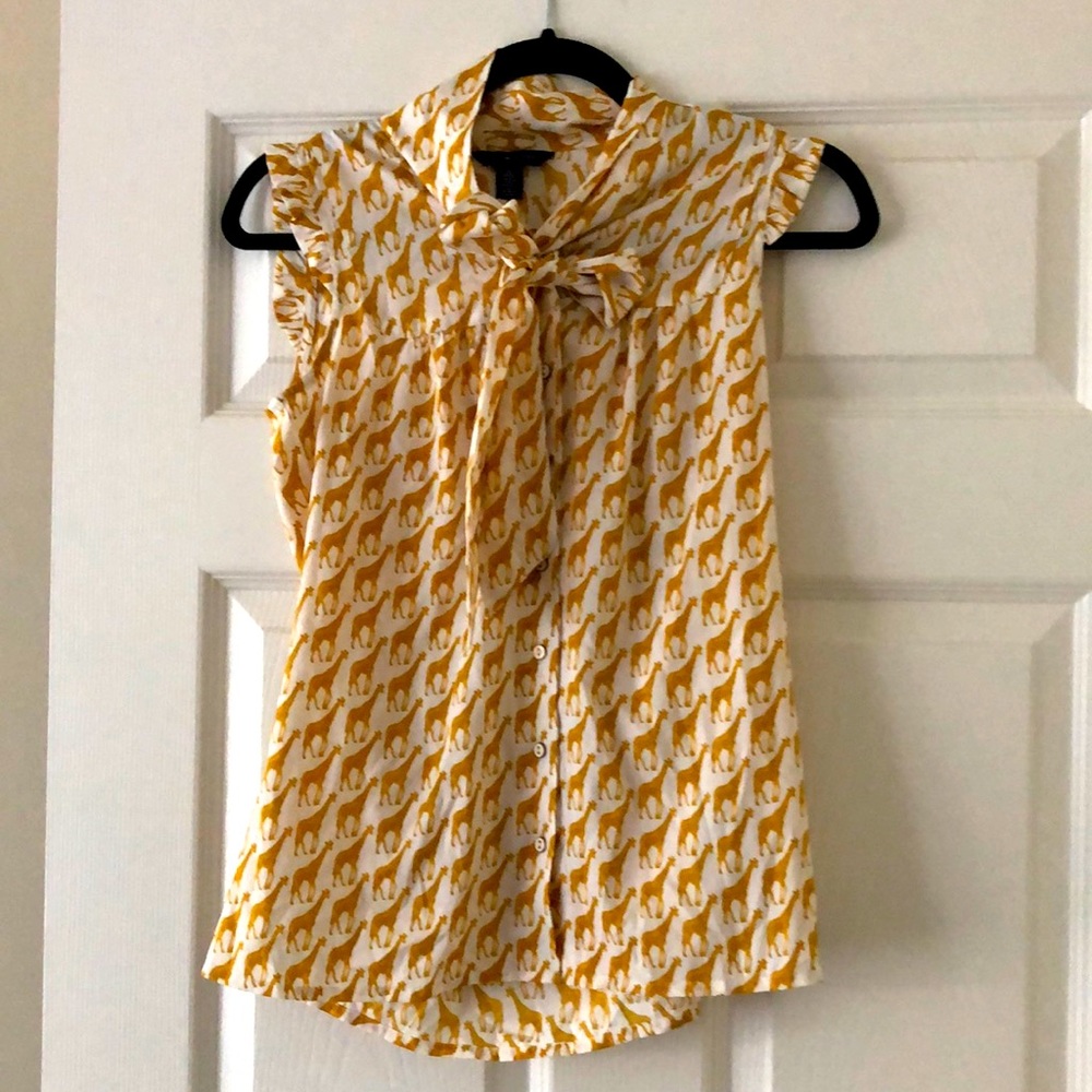 Tommy Hilfiger giraffe capped-sleeve blouse